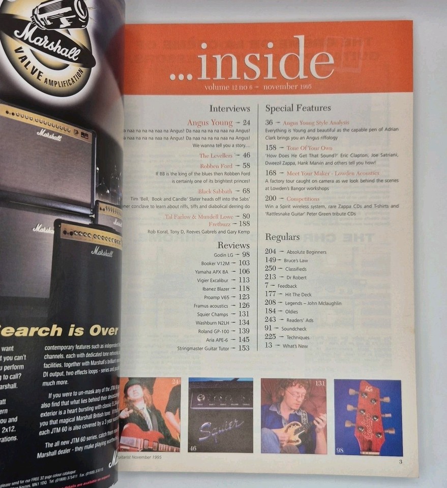 Guitarist Magazine Issue Vol 12 No 6 November 1995 Angus Young AC/DC ...