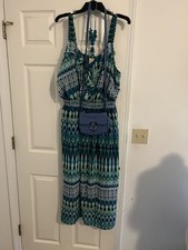 3 pcs Faded Glory Women's Multi Color Sundress Size 3X , JCrew purse, necklace