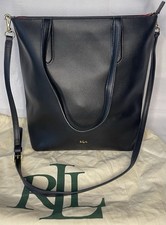 Lauren Ralph Lauren Black Leather Crossbody with Stitch Detail