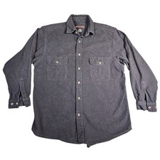 Moose Creek Mens Flannel Shirt Button Up L Gray Long Sleeve Outdoor Casual