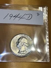 1944-D Washington 25C Silver Quarter / UNC