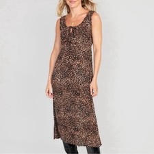 Old Navy Waist Defined Crepe Animal Print Rayon Midi Dress Size Large