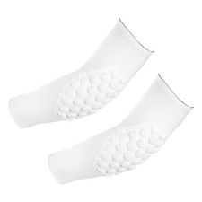 2Pcs Youth Elbow Pads Basketball Compression Arm Protective Sleeve White, YL