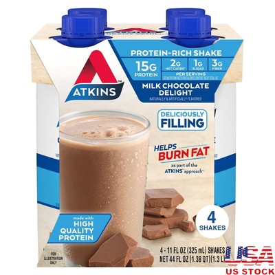 Ready To Drink Milk Chocolate Protein Shakes 4-Pack Low Carb Sugar Free Keto New