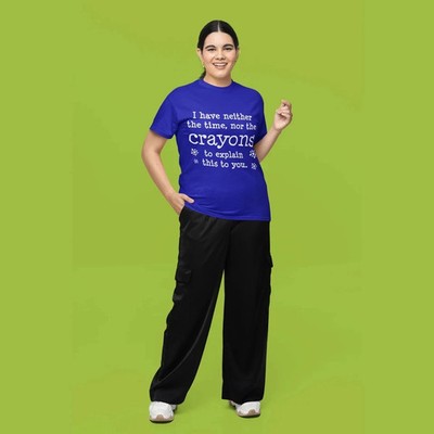 Unisex Crayons Unique Text Printed Round Neck Classic Fit T-Shirt | Soft Premium