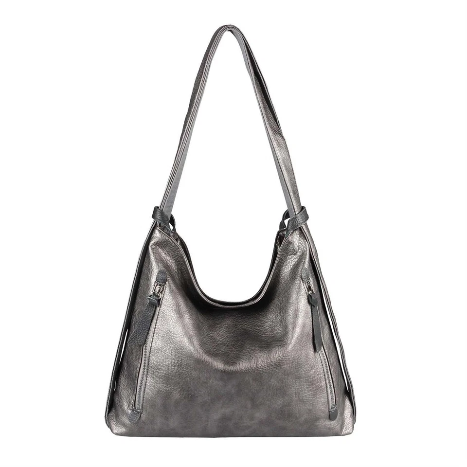 DAMEN LEDER RUCKSACK TASCHE 2in1 SHOPPER Schultertasche Backpack Umhängetasche - Bild 4 von 4