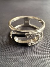 925 Sterling Silver Ring Open Work Geometric Band Design Ring Size 6.5 US