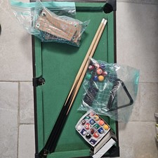 Kids Mini Wooden Table Top Pool Play Snooker Game Set Felt Surface Cues Balls