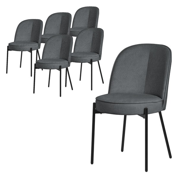 6Er Set Esszimmerstuhl WohnzimmerstüHle Polsterstuhl KüChenstuhl Stoff Anthrazit-image