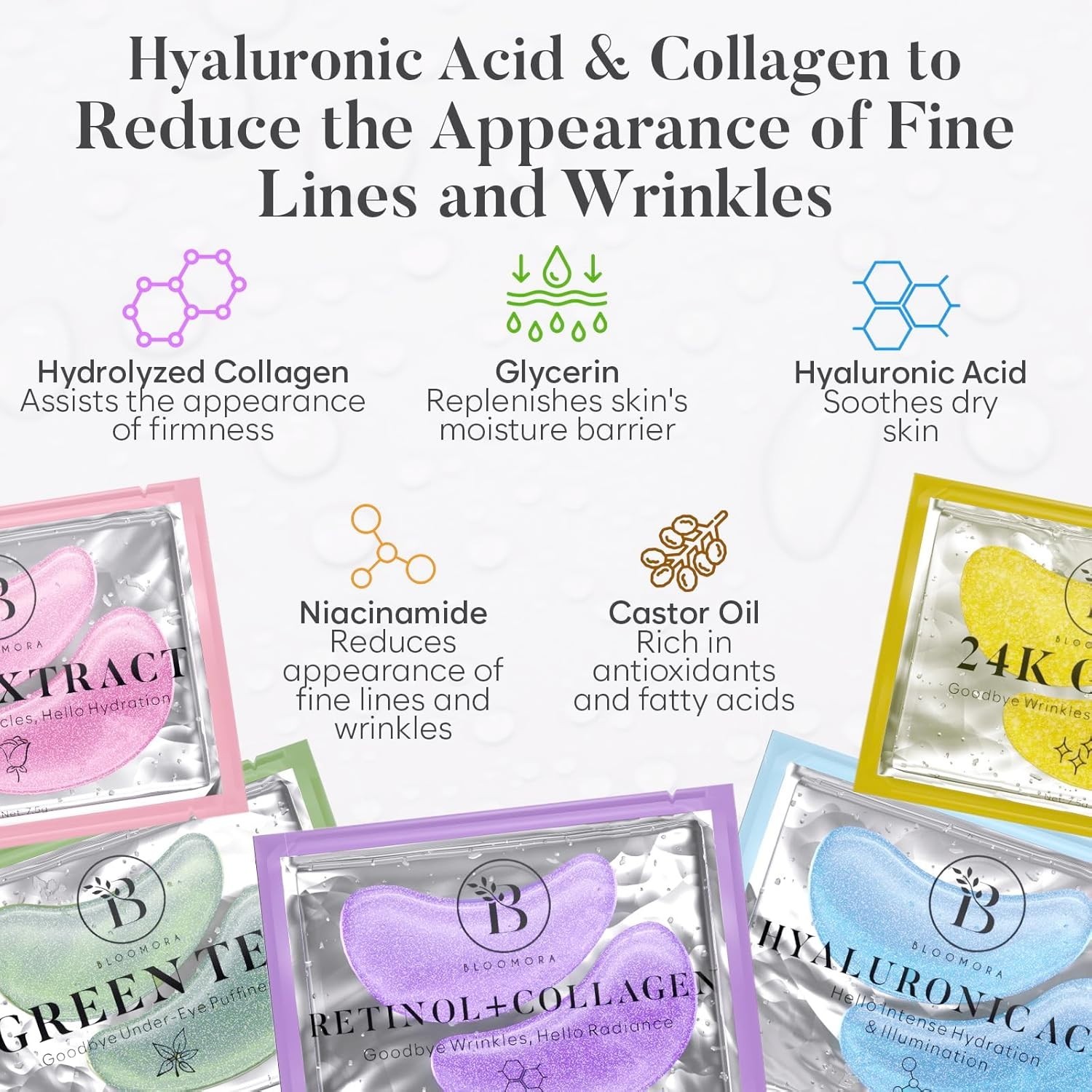 Under Eye Patches, Reduces Dark Circles, Bags, Wrinkles (30 Pair Variety Pack)