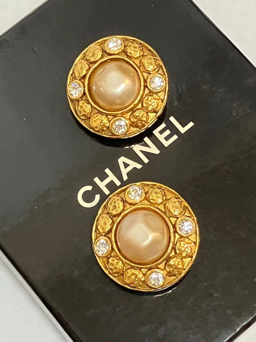 Rare CHANEL Vintage G Pearl Bijou Earrings