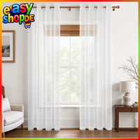 Voile Gardinen Vorhang Kurz Halbtransparent Leinenoptik Weiß 225×140Cm 2Er Set