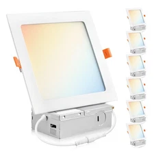 PARMIDA (6 Pack) Inch Square 5CCT Ultra-Thin LED Recessed Lighting with
