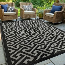 Waterproof Outdoor Rug 5x8 ft, Reversible Plastic Straw Rug, Easy to Clean Pa...
