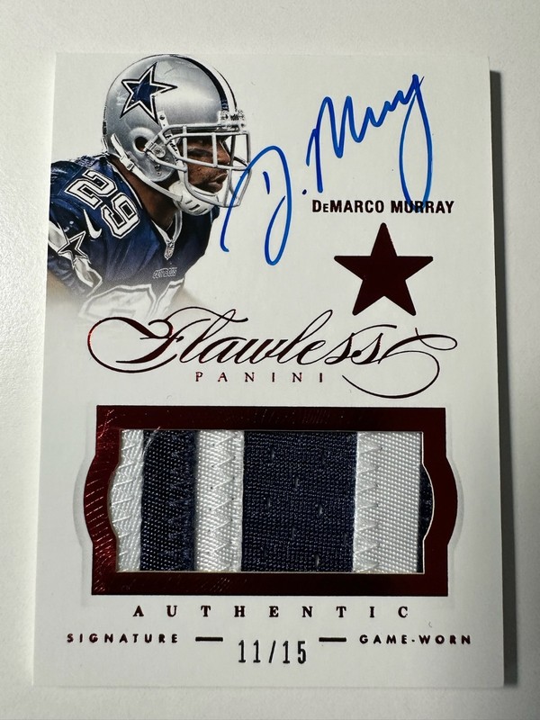 2014 Panini Flawless DeMarco Murray Red Patch Auto /15 Game Worn Ruby SP