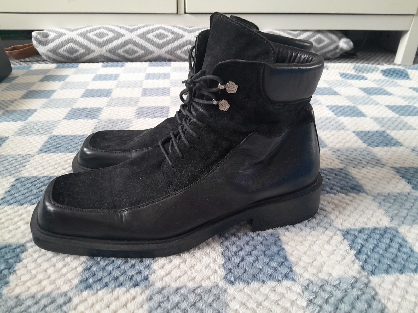 Roberto botticelli Suede  & Leather Black  Boots Vintage Size 42 Mens image 2