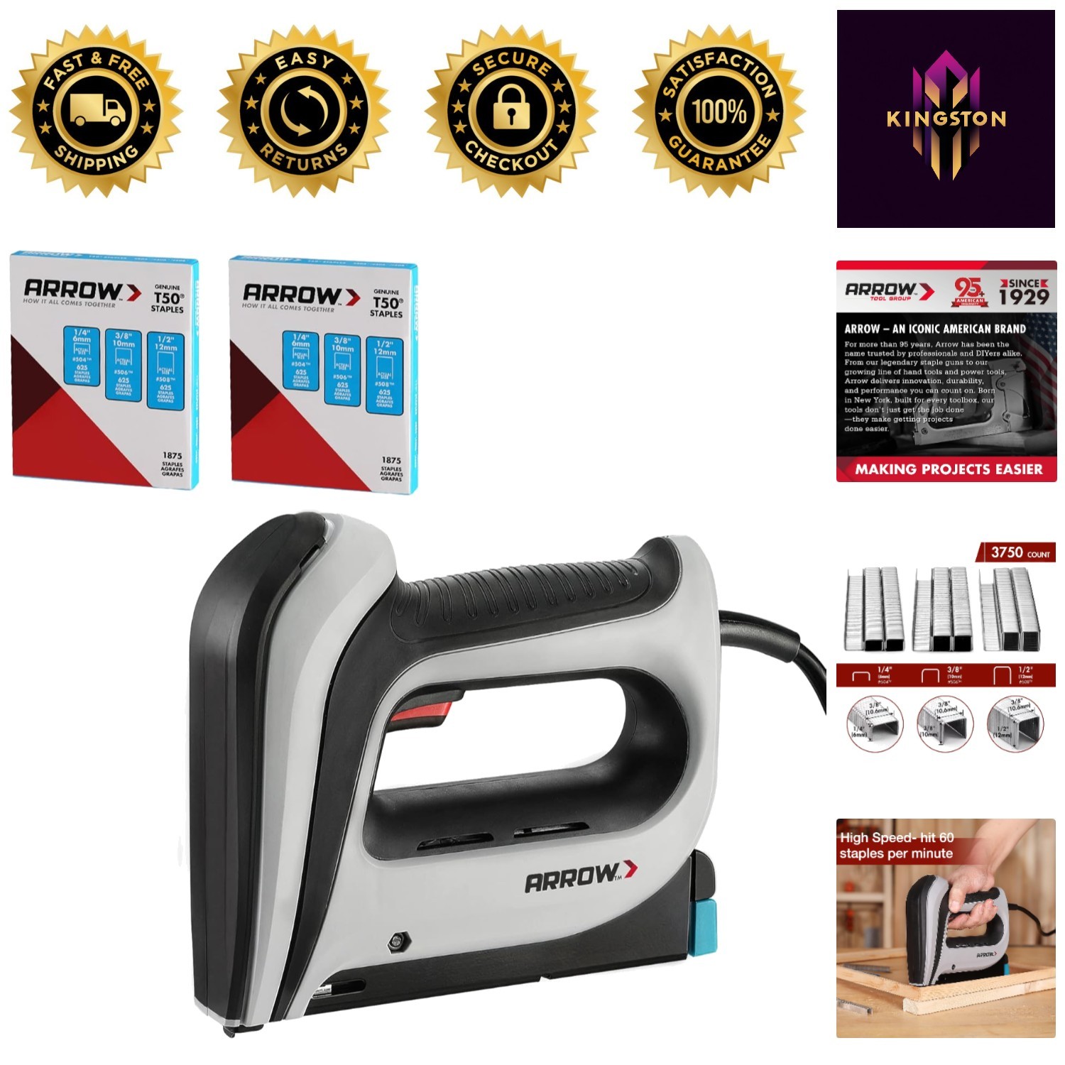 Professional Arrow Electric Stapler &ndash; 3750 Staples, Safety