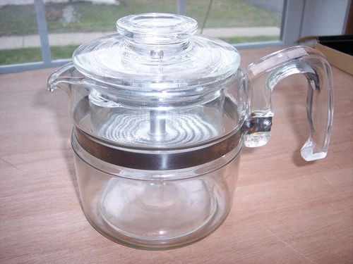 vintage 1950s Pyrex 4 cup 8 cup Flameware Glass Percolator #7754 EXCELLENT