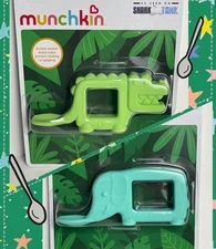 NEW Munchkin Infant Toddler Baby Toon TEETHING SPOON Elephant Alligator Silicone