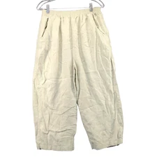 CTC Linens Womens Pull On Cropped Pants Green Medium Elastic Waist Made in USA