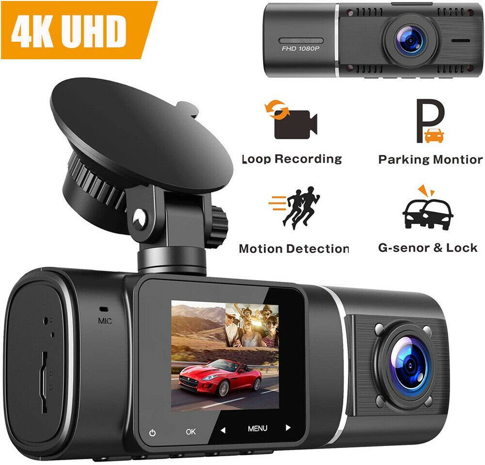1080P 4K Dual Dash Cam Front & Inside Car Camera DVR Recorder IR Night Vision