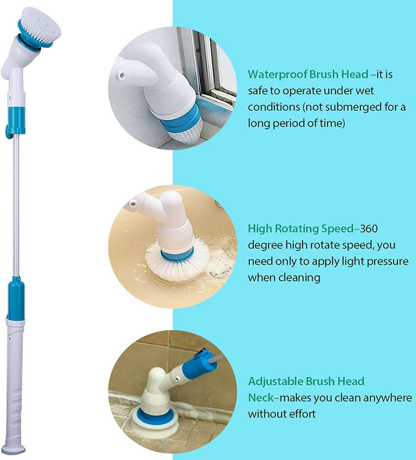 Electric Spin Scrubber Brush Powerful Turbo Scrub Cleaning Cordless