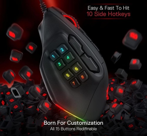 Redragon AATROX M811 MMO Gaming Mouse, 15 Programmable Buttons Wired RGB Mouse - Picture 4 of 12