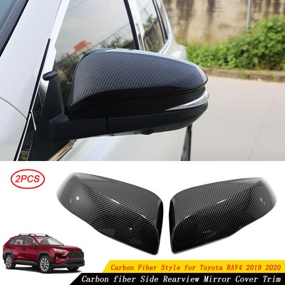 Fit For Toyota RAV4 2019 2020 Carbon Fiber Side Rearview Mirror Cover Trim 2PCS