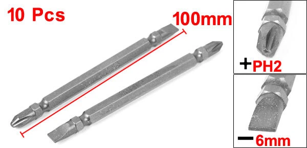 10 peças chaves de fenda magnéticas com fenda dupla Phillips cinza 100 mm - Imagem 2 de 4