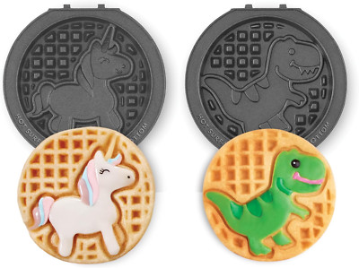 DASH Multimaker Mini System Two 4  Nonstick Removable Waffle Plates Set (Unicorn