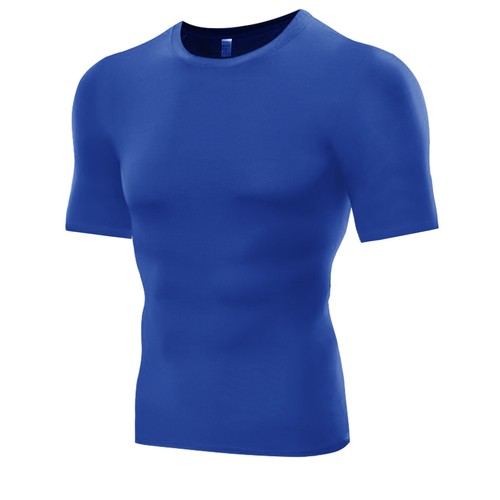 Mens Compression Fitness Shirt Top Short Sleeve Sportswear Quick Dry Gym Fitness - Picture 13 of 27