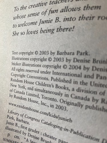 Junie B., First Grader Cheater Pants by Barbara Park 2003 PB - Foto 3 di 3