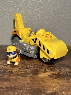 Paw Patrol Moto Pups Rubble Figure And Deluxe Motorcycle Pull Back Vehicle