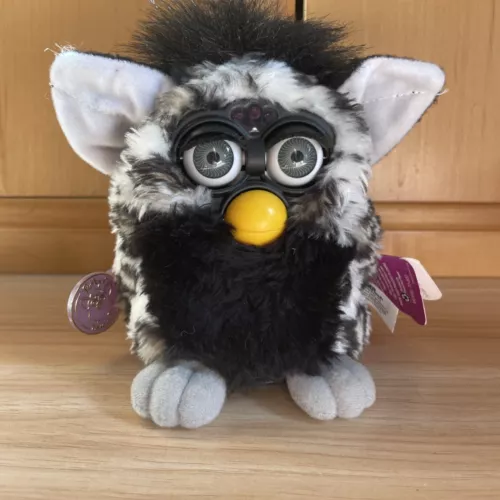 Working 1999 Furby 70-800 Husky Cheetah/leopard Print Gray/Blue Eyes W/ Tags