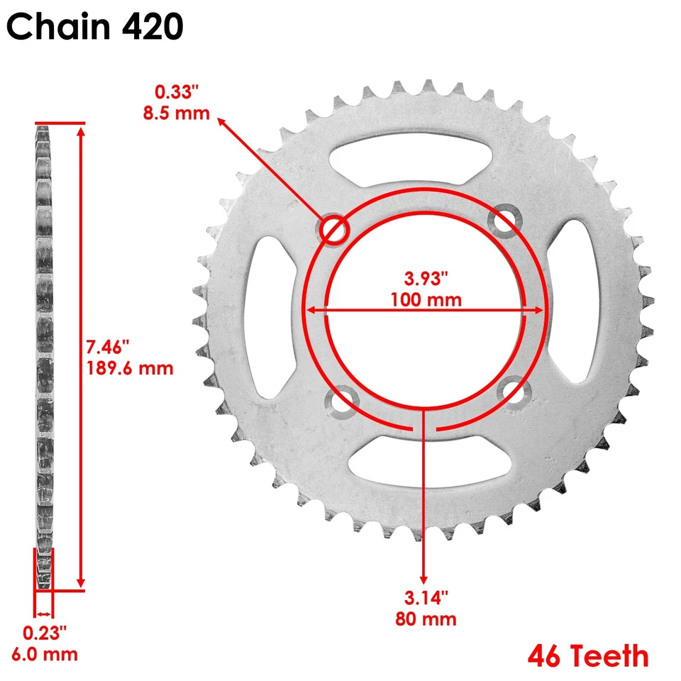 Drive Chain & Sprockets Kit for Honda CRF80F 2004-2013 - Image 4 of 4