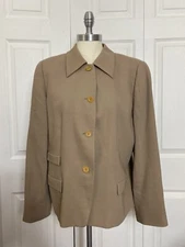 GIORGIO ARMANI Le Collezioni Size 14 Tan Jacket Blazer Women’s Italy *READ*