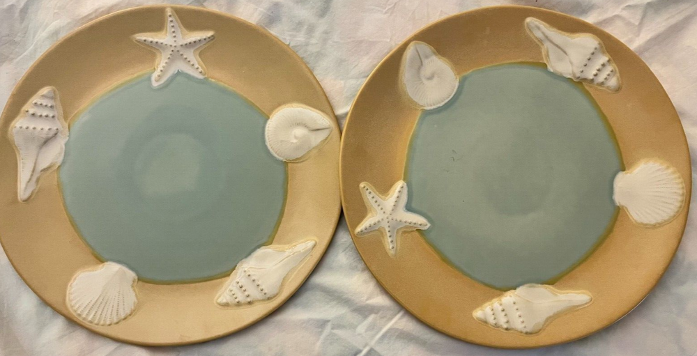 Shoreline Embossed Seashell Plates 11 5/8 Inch by Home Studio NEW