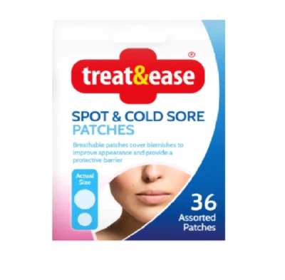 TREAT EASE SPOT & COLD SORE PATCHES BLEMISH PROTECTIVE COVER PATCH BREATHABLE BARRIER