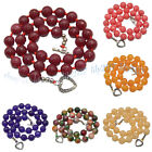 8/10/12/14mm Faceted Multicolor Gemstone Round Beaded Necklaces 18' Heart Clasp