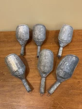 Lot Of 6 Vintage Metal Galvanized Grain-Seed-Feed SCOOPS