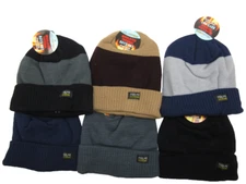 Polar Extreme Boy's Fleeced Lined Hat 2 Pack Assorted 1 Solid 1 Stripe