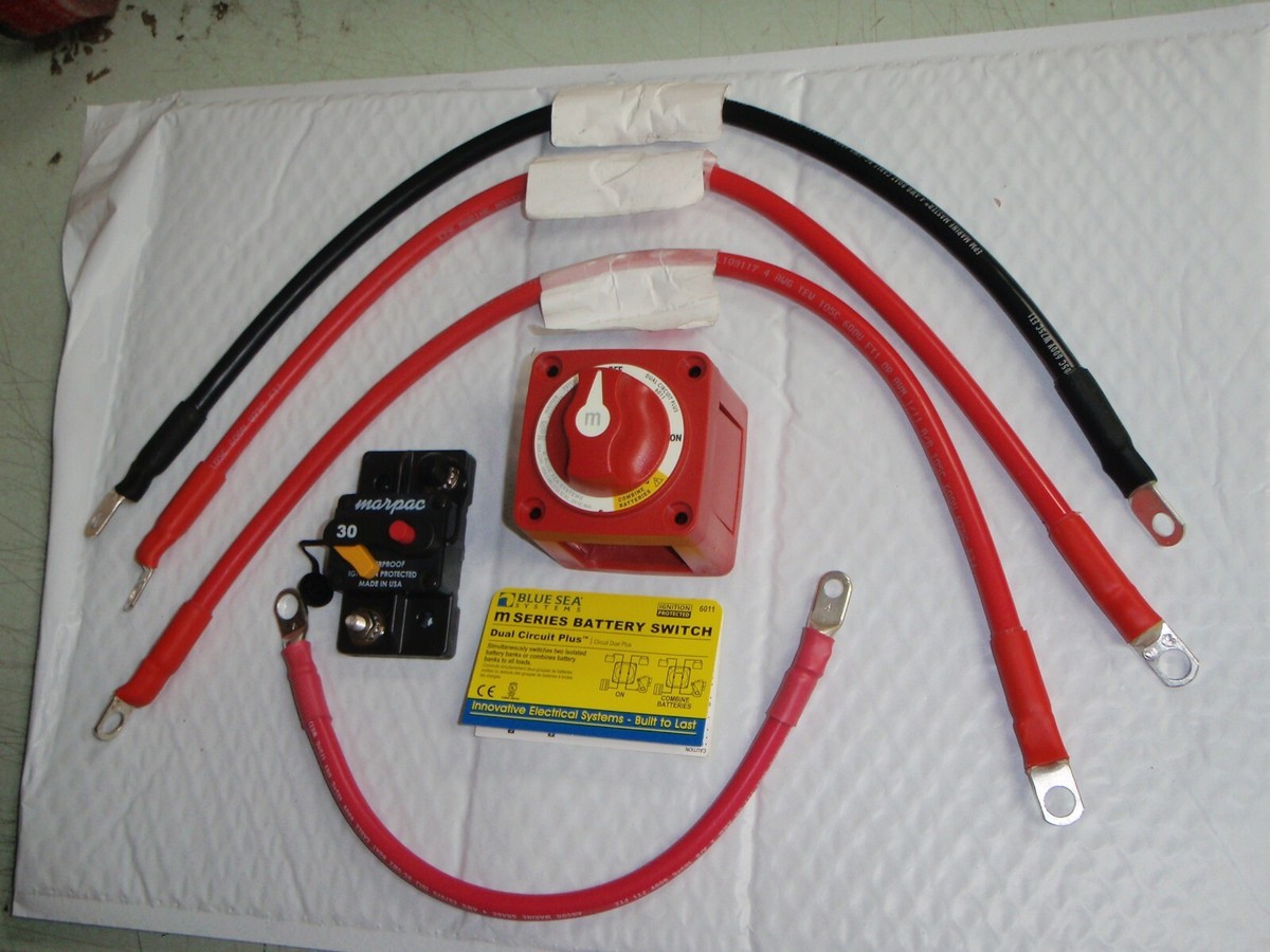battery switch 6011 dual circuit plus 4GA CABLE 2FT 63031 BLK 2FT
