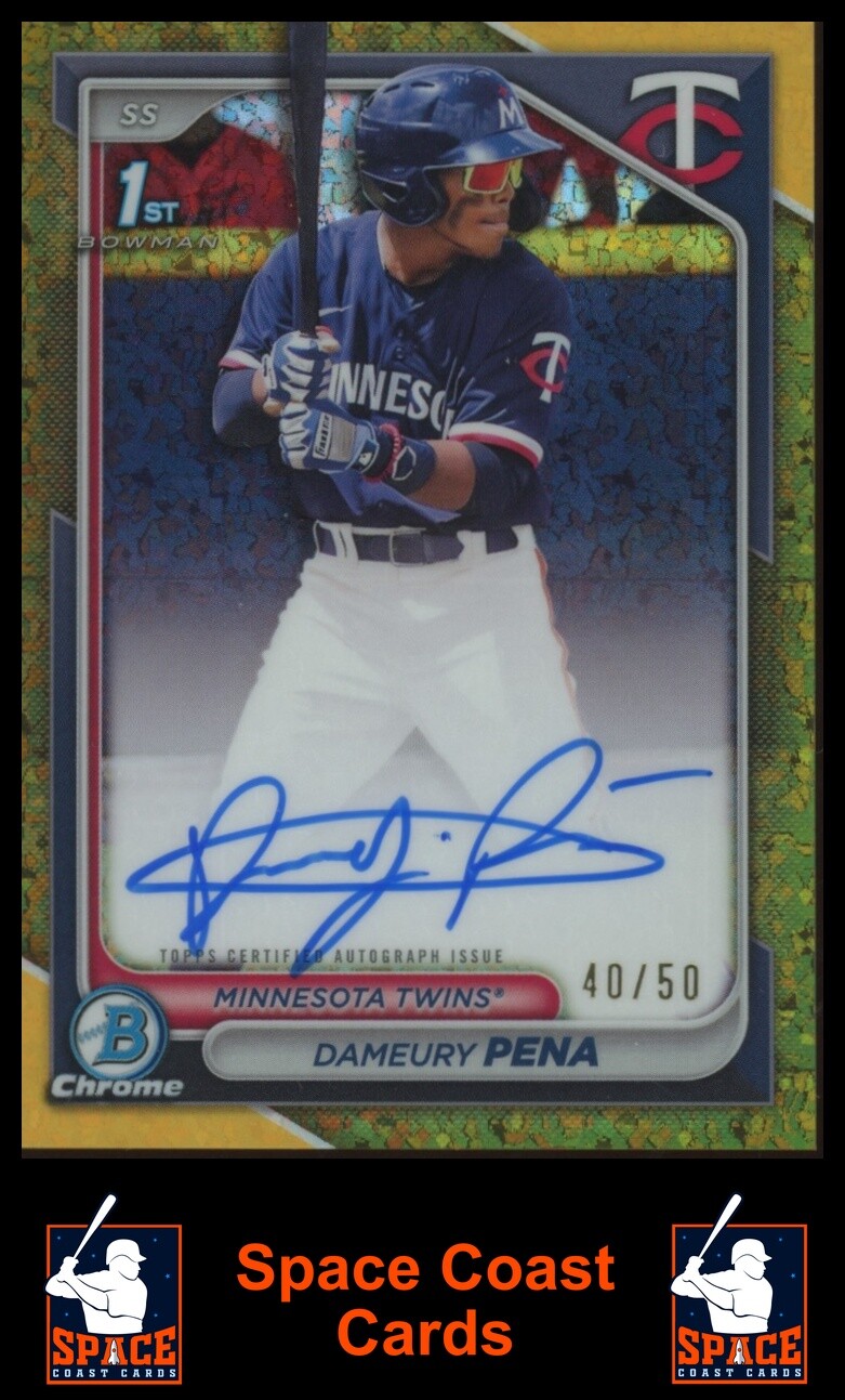 2024 Bowman Chrome #CPA-DPE Dameury Pena Autographs Gold Mini Diamond #/50