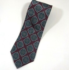 Burt Pulitzer Tie Diamond Pattern Red Blue Green All Silk USA Made 3.75"x58"