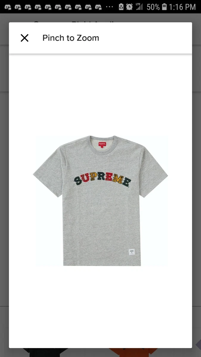 Authentic Supreme Plaid Applique S/S Top Heather Grey Size LARGE Week 1