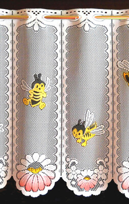 Bienen Kindergardine Scheibengardine 1Teil von 25,6 cm  Bistrogardine Blumen  
