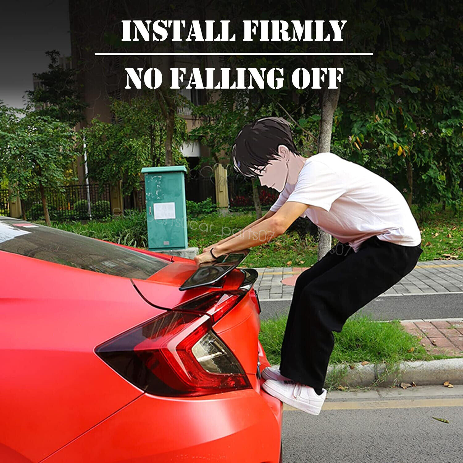 47" Rear Trunk Lip Spoiler Roof Tail Wing Racing Matte ABS For Audi R8 V8 V10
