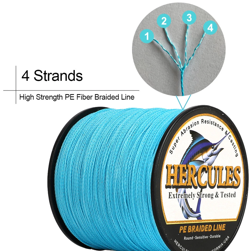 HERCULES 100M 300M 500M 1000M 100% PE Multicolor Braided Fishing Line 4 Strands - Image 3 of 4