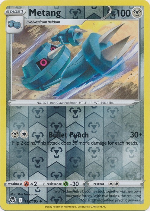 Reverse Holo Metang 118/195 Uncommon Silver Tempest Pokemon TCG