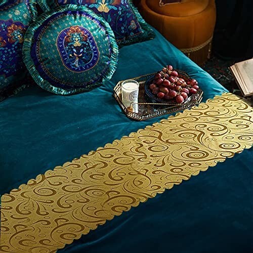 Boho Tischläufer, wasserdicht und leicht zu reinigen Spitzentischläufer (70""x14") - Bild 1 von 7